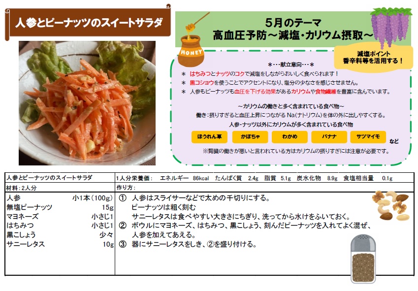 健康レシピ　人参とピーナッツのスイートサラダ