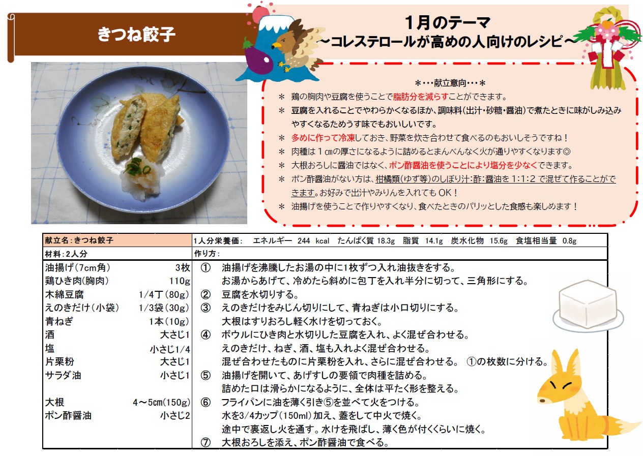 健康レシピ　きつね餃子