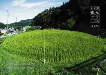 集落の中にある円形の水田の写真